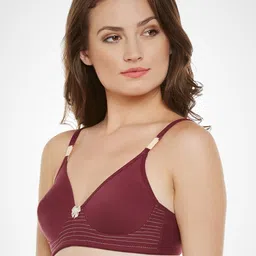 Claura Maroon Solid Non-Wired Lightly Padded T-shirt Bra image 2