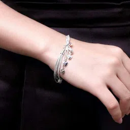 Yellow Chimes Women Silver-Toned Charm Bracelet image 4