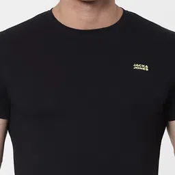 Jack & Jones Men Black Solid Round Neck Lounge T-shirt image 2