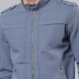 HIGHLANDER Men Blue Solid Bomber Jacket image 5