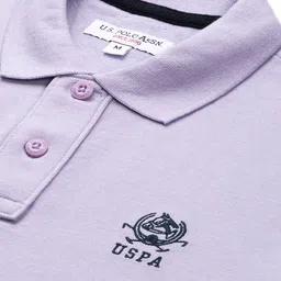 U.S. Polo Assn. Men Purple Solid Pure Cotton T-shirt image 5