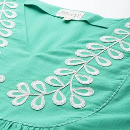 MISRI Floral Embroidered Puff Sleeve A-Line Midi Dress image 2