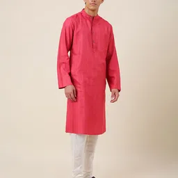 Fabindia Men Pink Kurta image 5