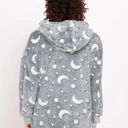 Cortina Unisex Graphic Printed Hooded Glow In The Dark Fleece Pullover Sweatshirt image 2