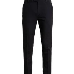 next Men Black Skinny Fit Solid Formal Trousers image 4