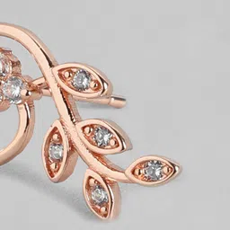 Zavya Rose Gold 925 Sterling Silver Leaf Shaped Studs image 3