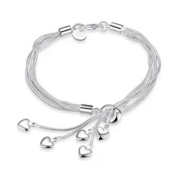 Yellow Chimes Women Silver-Toned Charm Bracelet image 3