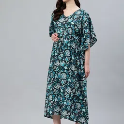 Swishchick Floral Print Kaftan Midi Maternity Dress image 3