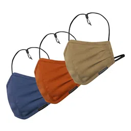 VASTRAMAY Unisex Pack Of 3 Solid Reusable 3-Ply Cloth Masks image 2