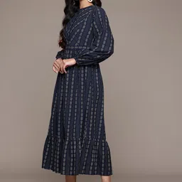 Ritu Kumar Embroidered Puff Sleeves A-Line Midi Dress image 3