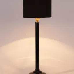 Devansh Black Solid Traditional Cylindrical Table Lamp image 4