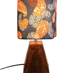 green girgit Blue & Orange Paisley Printed Pyramid Table Lamp image 4