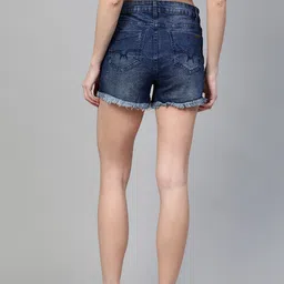 The Roadster Lifestyle Co. Women Frayed Denim Shorts image 4