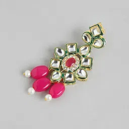 Anouk Pearl Gold Plated Kundan Studded Beaded Layered Necklace & Earring Set image 5