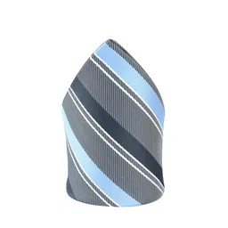 kavove KOVOVE Men Grey & Blue Striped Woven-Design Pocket Square image 3