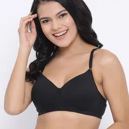 Clovia Black Solid Non-Wired Lightly Padded T-shirt Bra BR1279P1332B image 3