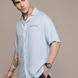 The Roadster Lifestyle Co. Classic Pure Cotton Casual Shirt with Embroidered Detail image 2