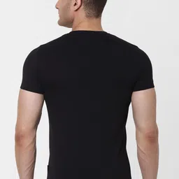 Jack & Jones Men Black Solid Round Neck Lounge T-shirt image 4