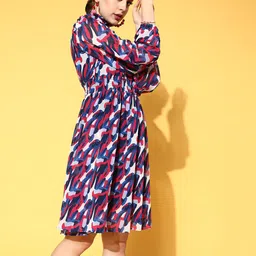 plusS Multicoloured Georgette A-Line Dress image 5