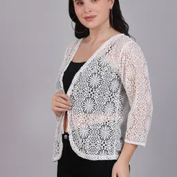 Dressitude Self Design Cotton Open Front Shrug image 5