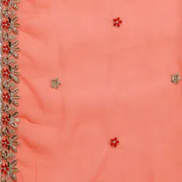 Mitera Peach-Coloured Embroidered Unstitched Dress Material image 2