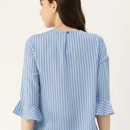 Rue Collection Striped Flared Sleeve Crepe Top image 4