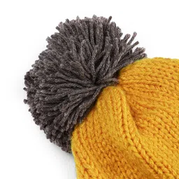 Magic Needles Unisex Yellow & Taupe Self Design Beanie image 5