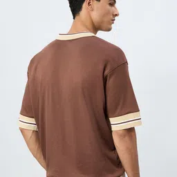 The Souled Store Men Solid Polo Collar Relaxed Fit T-shirt image 5