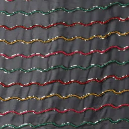 HERE&NOW Black & Pink Striped Sequinned Pure Georgette Saree image 3