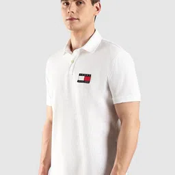 Tommy Hilfiger Men Solid Polo Collar Pure Cotton T-shirt image 4