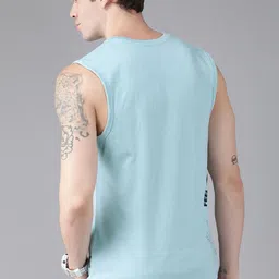 Roadster Men Blue Typography Printed Pure Cotton T-shirt image 2