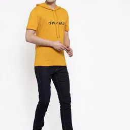 Friskers Men Gold-Toned Printed Hood T-shirt image 2