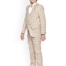 Jeetethnics Boys Beige Checked 4 Piece Suit image 2