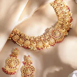 Rubans Gold-Plated Red Beaded Jewellery Set-picture-40