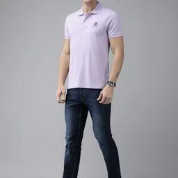 U.S. Polo Assn. Men Purple Solid Pure Cotton T-shirt image 2