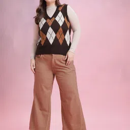 DressBerry Curve Plus Size Argyle Acrylic Sweater Vest image 5