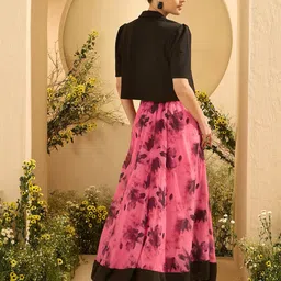 Antheaa Sleeveless Crop Top With Skirt And Jacket image 2