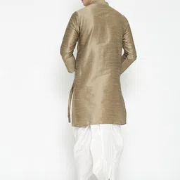 MAG Men Beige & White Solid Kurta with Dhoti Pants image 3