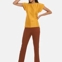 Campus Sutra Yellow Extended Sleeves Pure Cotton Top image 3