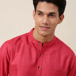 Fabindia Men Pink Kurta image 4