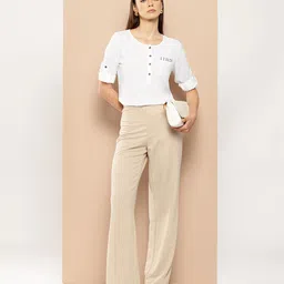 her by invictus Roll-Up Sleeves Studded Top image 3