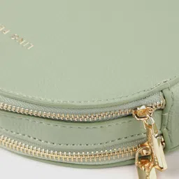 Lino Perros Green Solid Half Moon Sling Bag image 2