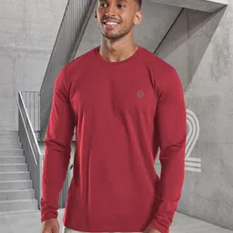 Chkokko Men Maroon Round Neck Running T-shirt-image-34
