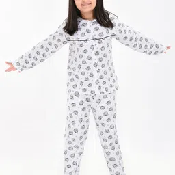 mackly Girls White & Grey Printed Night suit-picture-39