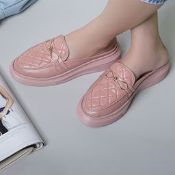 Shezone Women Textured Round Toe Mules Flats-picture-5