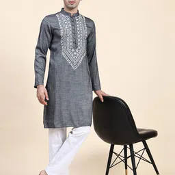 HOUSE OF KARI Mandarin Collar Chikankari Pure Cotton Kurta-picture-32