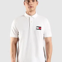 Tommy Hilfiger Men Solid Polo Collar Pure Cotton T-shirt image 3