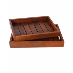 Wooden Rectangle Serving Trays Set of 2 by VarEesha image 2