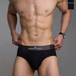Modern Crew Men Pack Of 3 Low-Rise Anti Microbial Briefs MC3-B-002-CL-JB-JB-JB-Black image 1