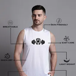 Friskers Printed Sleeveless Gym Vests MST429-3678-02-S image 3